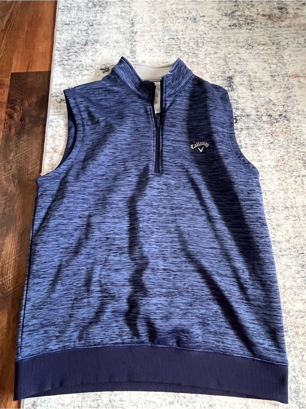 Callaway Men's Heathered Navy Blue Sleeveless Quarter-Zip Golf Vest